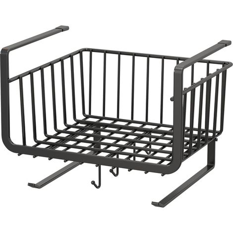 Schubladenkorb mit Haken, Toilettenpapierhalter, Aufbewahrungs-Organizer unter dem Schrank – 28 cm, Schwarz