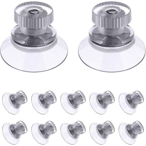 12 PCS Suction Cups, 25mm Clear Suction Pads Plastic Sucker Pads, Suction Holder with Knurled Nut Window Suckers for Glass Mirror Window Wall Door and Other Smooth Flat