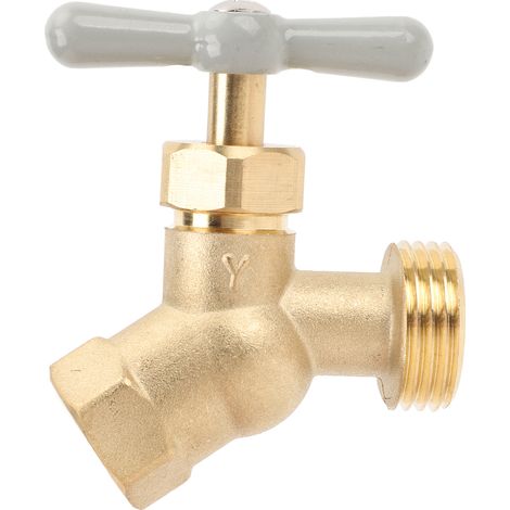 Messing-Wasserhahn G1/2 Zoll DN15, Innengewinde G3/4 Zoll DN20, Außengewinde Wasserauslass, Sanitärverschraubung. (1/5)