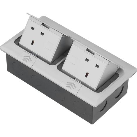 Prise de sol escamotable double standard UK, multiprise bureau multifonctionnelle avec 2 ports informatiques, retour lent, pour espace de travail. (1/5)
