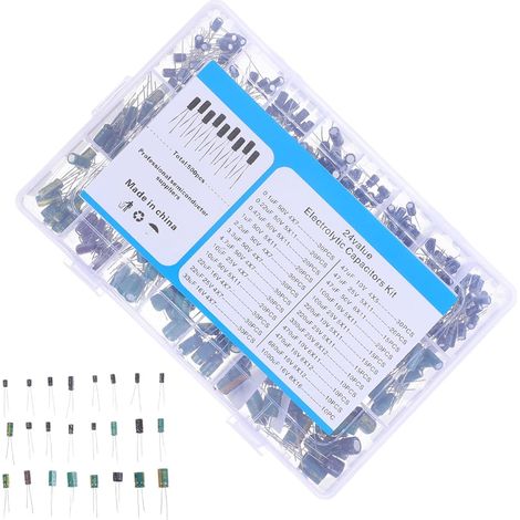 Kit De Condensateurs Électrolytiques 500 Pièces Assortiment De Condensateurs Électrolytiques Pour Moniteur Radio Aluminium Argenté (1/5)