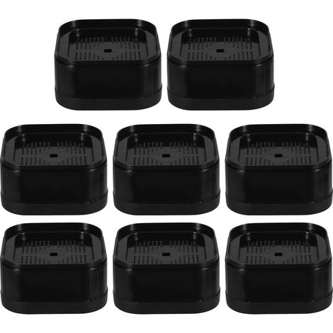 8 Pièces Lot de Rehausseurs de Meubles en Plastique Noir Réglables Base Antidérapante Carrée pour Tables et Meubles, pour Saisons Humides et Pluvieuses (1/5)