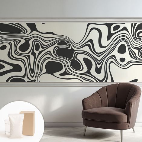 Papier peint intissé classique moderne pour salon et chambre à coucher Décoration rapide avec colle Lignes dynamiques 250x104 cm (1/5)