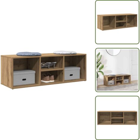 Schuhbank Artisan-Eiche 105x35x35 cm Holzwerkstoff - Schuhbank - Schuhbänke - Aufbewahrungsbank - Schuhregal (1/5)