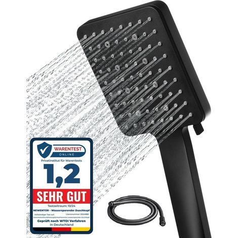Newentor Schwarz Duschkopf mit Schlauch Massage Regendusche 6 Strahlarten (1/5)