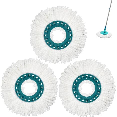 Têtes de Rechange Microfibre Compatible avec Leifheit Clean Twist Disc Mop Système Lot de 3 (1/4)