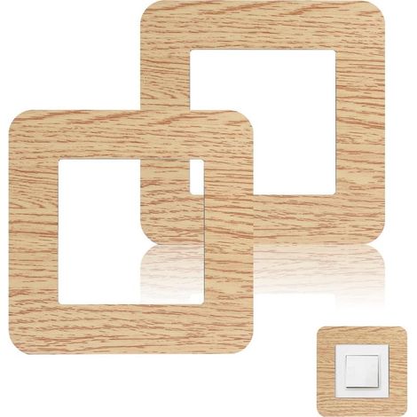 Placca di copertura per interruttore in due pezzi, 86 cm, finitura effetto legno, placca quadrata in acrilico per presa singola, per decorazione domestica. (1/5)