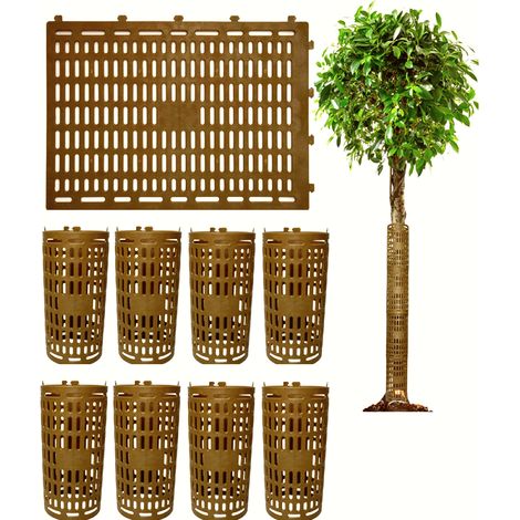 Juego de 9 protectores para troncos de árboles, fabricados en plástico elástico con orificios de ventilación, protectores para cortacésped, color marrón, 3825 cm. (1/5)