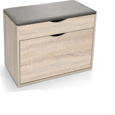 Schuhschrank mit Sitzkissen Gaia 63 x 30 x 50 cm in Eiche