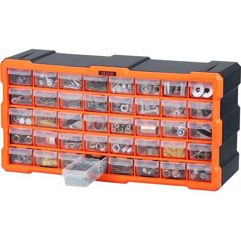 Casier de Rangement à 40 Tiroirs, Organisateur Multi-Tiroirs en Plastique, Modèle Mural et Empilable pour Atelier, Garage, Établi, Quincaillerie, Vis, Perles, Petites Pièces et Loisirs Créatifs (1/5)