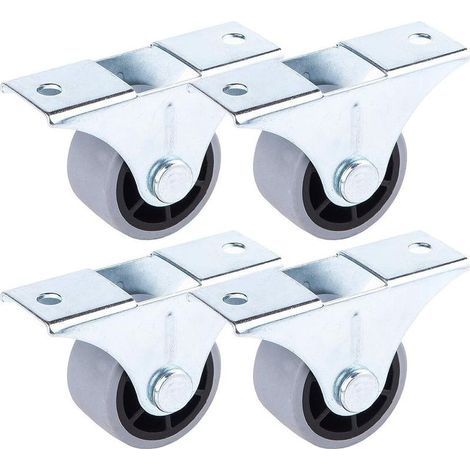 Lot de 4 petites roulettes de 25 mm en caoutchouc pour meubles, non pivotantes, non plastiques, appareils et équipements (4, Ø 25 mm/25 kg) (1/5)