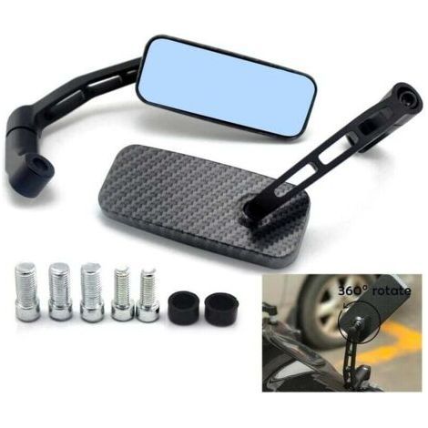 Rétroviseur de conversion de moto entièrement en aluminium, verre bleu, barre carrée courbée (imprimé serpent) (1/4)