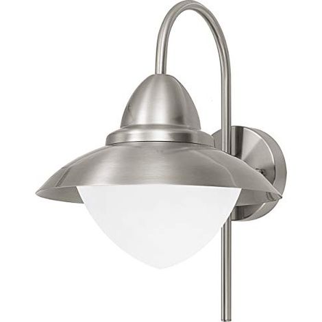 Applique Esterno Contemporanea Sidney Acciaio Argento Vetro Bianco E27 (1/4)
