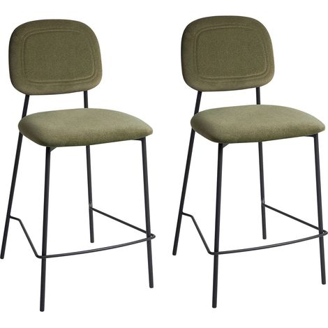 Set of 2 Bar Chairs DUETTE Velvet Olive Green (1/5)