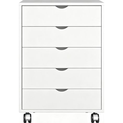 Contenedor móvil de oficina con 5 cajones, blanco, MDF y aglomerado, 50 x 40 x 67,5 cm (1/5)