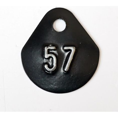 Chiffre goutte d'eau fond noir (à l'unité) estampé "57" en relief blanc hauteur d'écriture 11mm DERANCOURT
