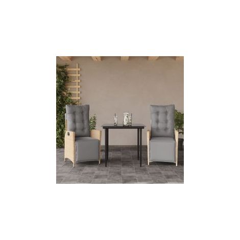 Ensemble à manger de jardin et coussins 3 pcs mélange beige (1/5)