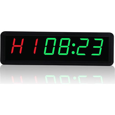 Grande horloge LED numérique surdimensionnée 1,5 pouces 1,8 pouces chiffres horloge chronomètre, minuterie de gymnastique LED minuterie d'intervalle compte à rebours numérique horloge murale minuterie (1/3)