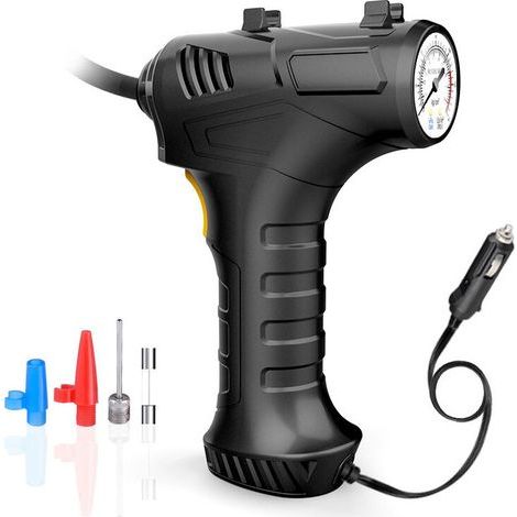 Pompe à Air Portable 120W pour voiture, compresseur d'air, gonfleur de pneus, manomètre avec lumière LED, pour voiture, moto, vélo, balles (1/5)