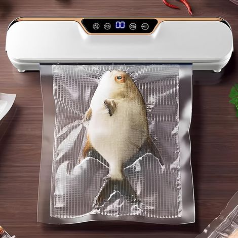 Machine de Scellement Sous Vide Automatique,Machine Sous Vide à Ecran D'affichage Intelligent, Appareil D'étanchéité Alimentaire Universelle Sèche Humide, Machine D'emballage Fortement Aspiré (1/5)
