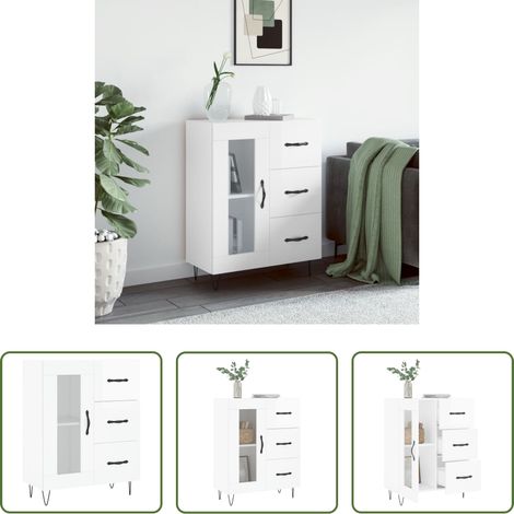 Hochglanz-Weiß - Sideboard Hochglanz-Weiß 69,5x34x90 cm Holzwerkstoff (1/5)