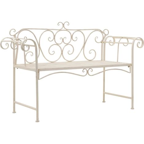 Banc de jardin Banquette de Jardin - Mobilier de jardin 132 cm Métal Antique Blanc BV467098 - BonneVie (1/5)