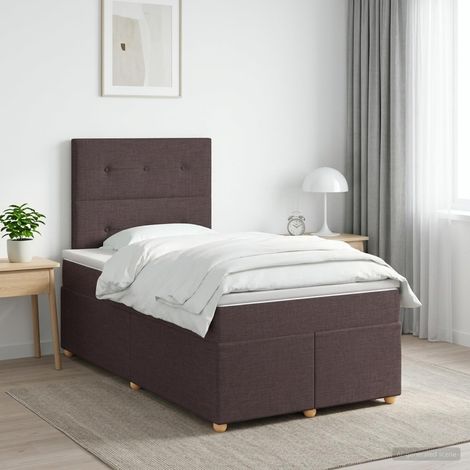vidaXL Cama box spring con colchón Marrón Oscuro 120 x 200 cm Tela (1/5)