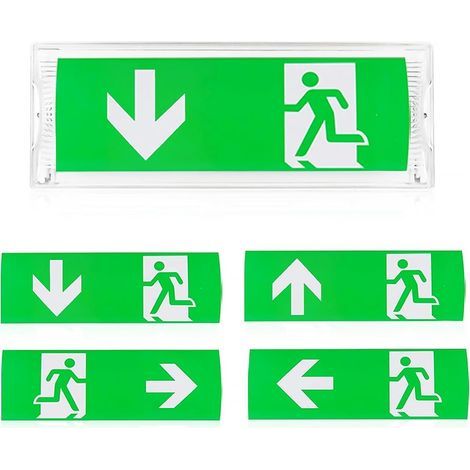 LED-Notleuchte, Schutzart IP65, 3 Stunden Akkulaufzeit, 4 Piktogramme, Notausgangsschild, Wandmontage (1/5)
