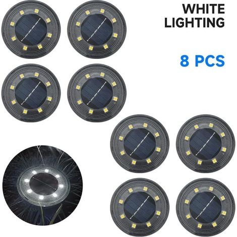 Lampe solaire LED d'extérieur pour le contrôle de l'éclairage du sol Lampe de rue Patio Driveway Lawn Garden Decorative Light (Couleur : Blanc - 8 PCS)