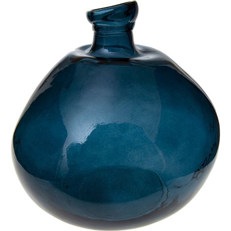 Jarrón 'Dame Jeanne' - vidrio reciclado - azul tormenta D. 33 cm - Atmosphera créateur d'intérieur (1/2)