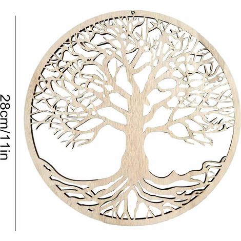 Ecleanfy - Tenture murale arbre de vie en bois massif écologique – Décoration intérieure pour méditation et rituels – Structure stable et lisse (1/5)