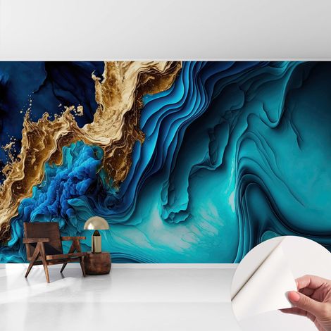 Selbstklebend Tapete - abwaschbar - Arbeitszimmer - Esszimmer- Top Qualität Energiegeladene Wellen 416x254 cm (1/5)