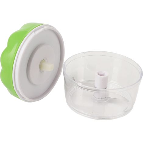 Hachoir à ail manuel mini, sûr et multifonction, transparent, avec cordon de serrage, vert. (1/5)