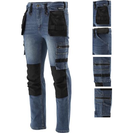 Pantalon de travail, jeans stretch, marine/noir, Taille XL