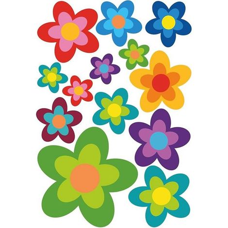 13 autocollants voiture hippie, fleurs colorées, stickers personnalisés pour VW Bulli, moto, vélo et objets personnels (1/5)