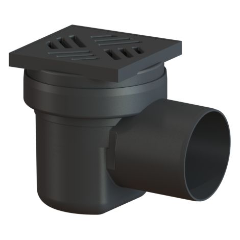Siphon de sous-sol Kessel 36501 DN 100, en PP, grille en plastique perforée, noir