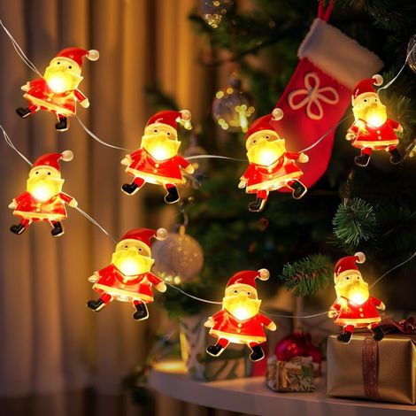 Guirlande lumineuse de Noël, 3 m, 30 LED, Père Noël, à piles, pour décoration intérieure et extérieure : sapin, chambre, cheminée, fête, mariage, jardin. (1/5)