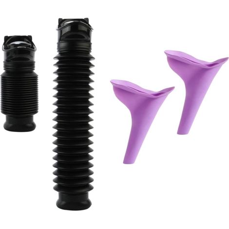Lot de 2 toilettes d'urgence unisexes, réutilisables, urinoir d'urgence, urinoir d'urgence portable (urinoir noir 750 ml + pot de nuit violet) (1/5)