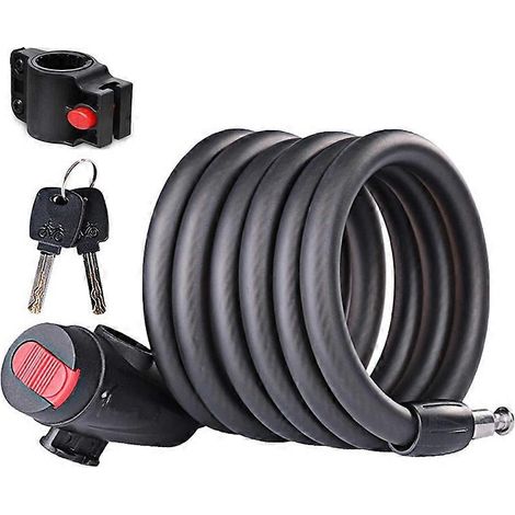 Câble antivol spiralé, cadenas de vélo avec clé, 180 cm (1/4)