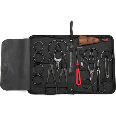 Bonsai Kit Outils Ensemble Outils de Jardinage Ciseaux Cisaille en Acier Carbone avec Étui en Nylon pour Jardin Topiaire (1/5)