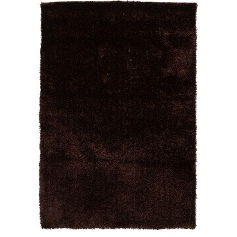 Tapis shaggy brun doux et moelleux en polyester - marron chocolat profond (1/5)