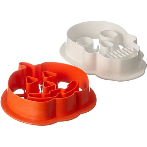 Decora 0255067 Set 2 Tagliapasta Teschio E Zucca In Plastica, Il Kit Ideale per Creare Decorazioni in Pasta di Zucchero o di Gomma, Made in Italy, Design originale. Confezione da 2 pezzi. (1/4)