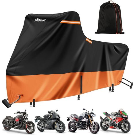 Motorradabdeckung 420D Outdoor, Winterfest, UV- & Regenschutz, Schwarz-Orange, 3XL (1/5)