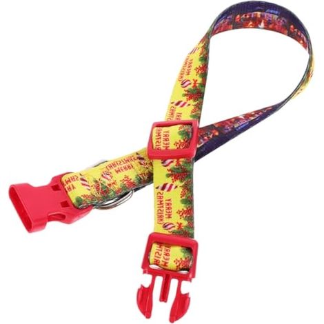 Collier de Noël pour Chien M Taille Collier Ajustable en Tissu Doux Fermeture Rapide Accessoire Festif Jaune pour Chiots et Chiens Décoration Confortable pour Fête de Noël (1/5)