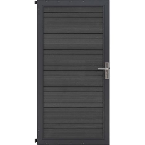 WPC Sichtschutzzaun Tor Grau 90cm x 180cm Metall Garten