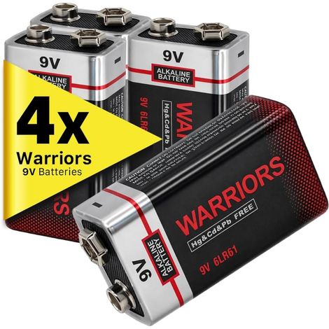 4X Pile 9V Alcaline 6LR61, Longue Durée (1/5)