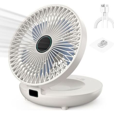 Dual-use Kitchen Fan, Rechargeable Wall Mounted Fan, Cordless Fan for Bedroom, Cordless Desk Fan-White (1/5)
