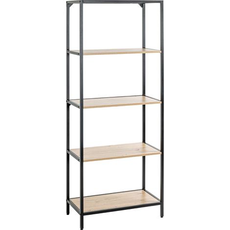 Étagère chêne Clair, Noir, MDF, Métal - Dim.: L 64 x H 167 x P 35 cm, Style: Moderne (1/5)