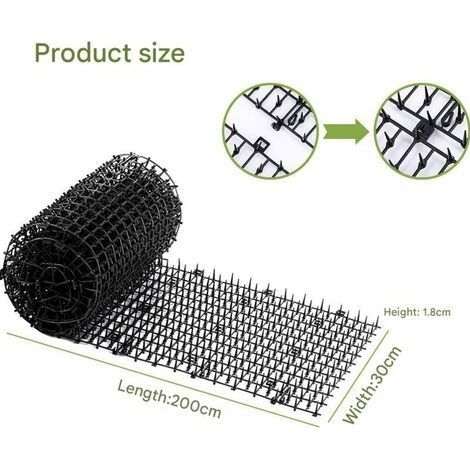 Anti-Katzenmatte mit 8 Spikes, 30 x 200 cm, verhindert das Annähern von Tieren, Anti-Katzenmatte mit Spikes für den Außenbereich, geeignet für Gärten im Innen- und Außenbereich (1/4)