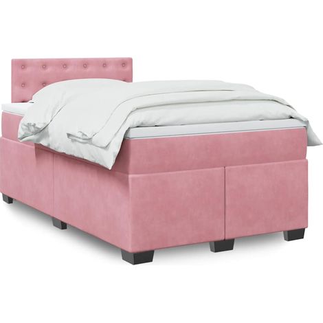 Boxspringbett mit Matratze Rosa 120x190 cm Samt (1/5)